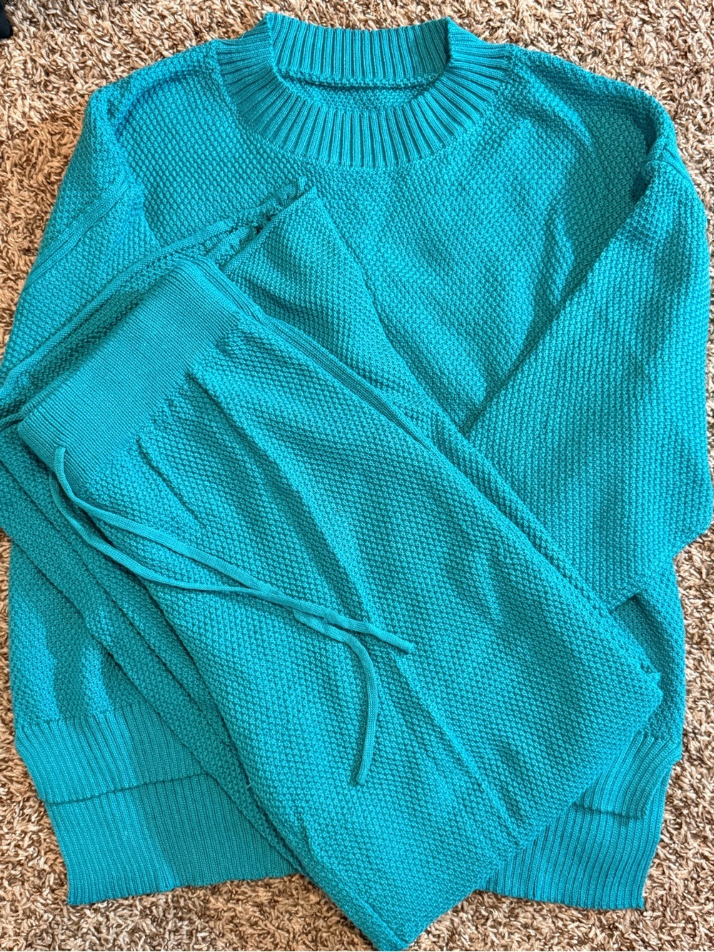 Women’s Teal Knit Sweater - Casual Crewneck